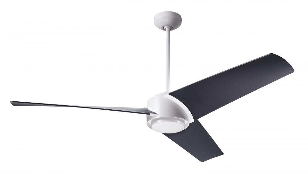 Ambit DC Fan- Matte White Finish; 56" Matte Black Blades; No Light; Wall Control