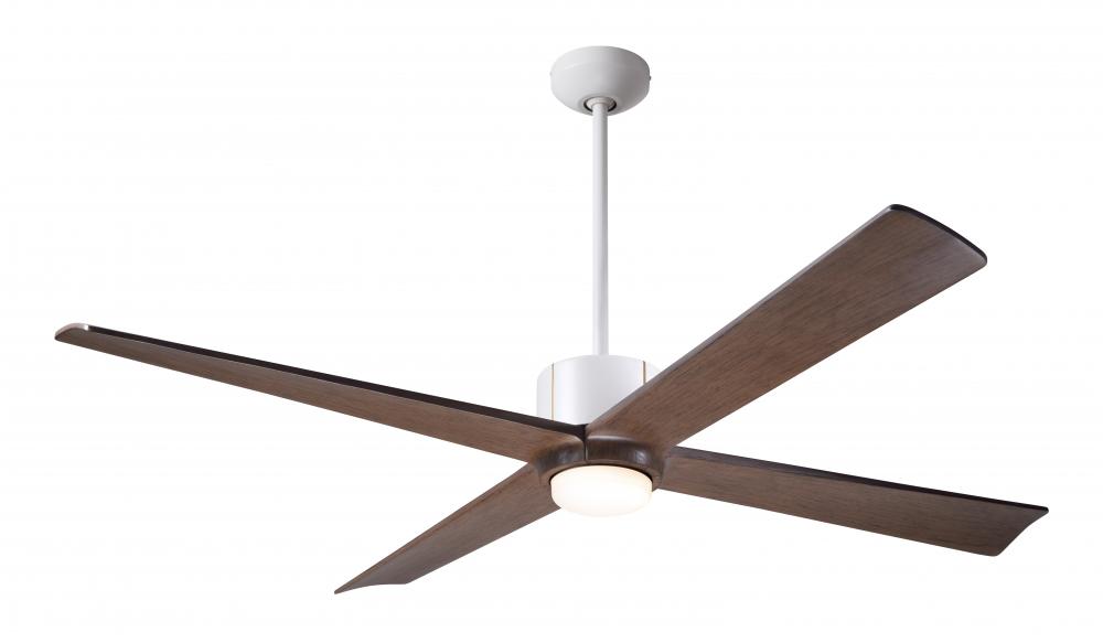 Nouveau DC Fan; Matte White Finish w/ Brass; 56" Mahogany Blades; 17W LED; Remote Control