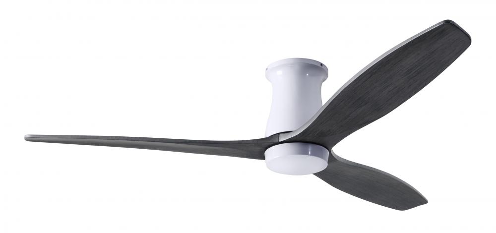 Arbor Flush DC Fan; Gloss White Finish; 54" Ebony Blades; No Light; Remote Control