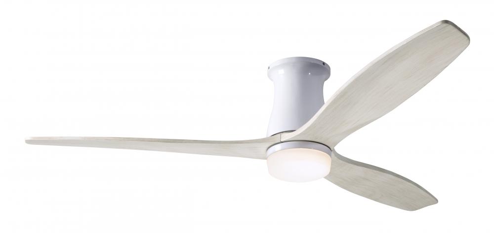 Arbor Flush DC Fan; Gloss White Finish; 54" Whitewash Blades; 17W LED; Wall Control