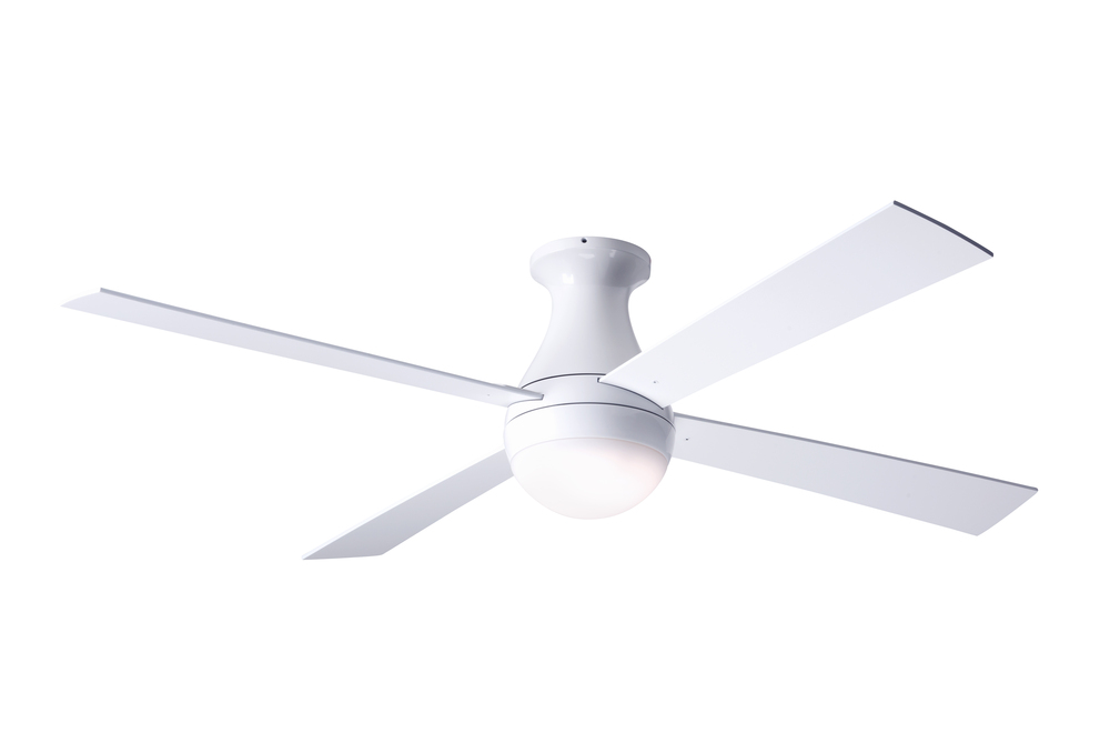 Ball Flush Fan; Gloss White Finish; 42" Aluminum Blades; 20W LED; Fan Speed and Light Control (3