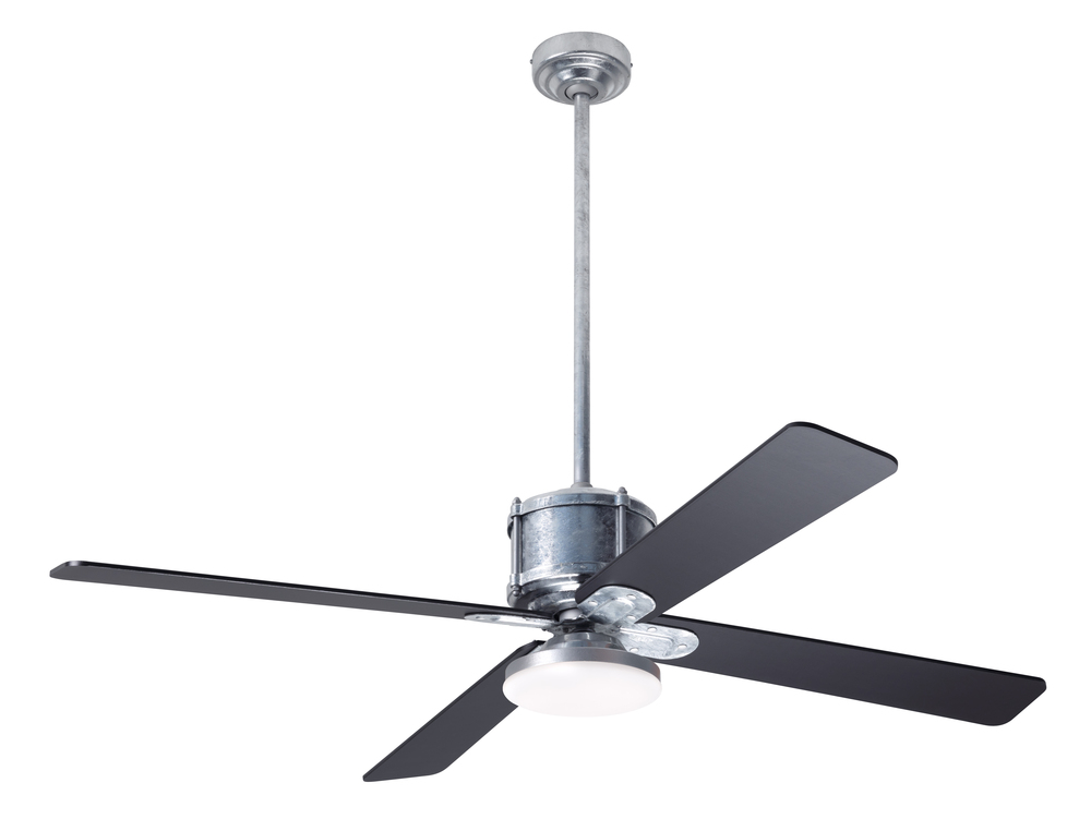 Industry DC Fan; Galvanized Finish; 50" Black Blades; 20W LED Open; Wall Control