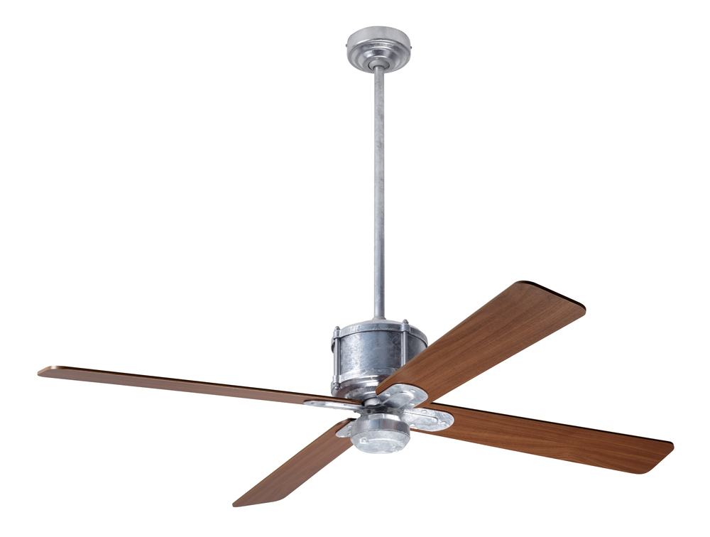 Industry DC Fan; Galvanized Finish; 50" Mahogany Blades; No Light; Remote Control