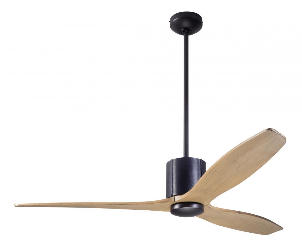 LeatherLuxe DC Fan; Dark Bronze Finish with Black Leather; 54" Maple Blades; No Light; Wall/Remo