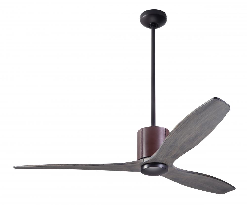 LeatherLuxe DC Fan; Dark Bronze Finish with Chocolate Leather; 54" Graywash Blades; No Light; Re