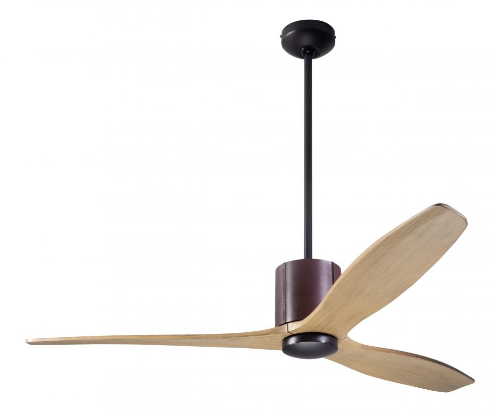 LeatherLuxe DC Fan; Dark Bronze Finish with Chocolate Leather; 54" Maple Blades; No Light; Wall/