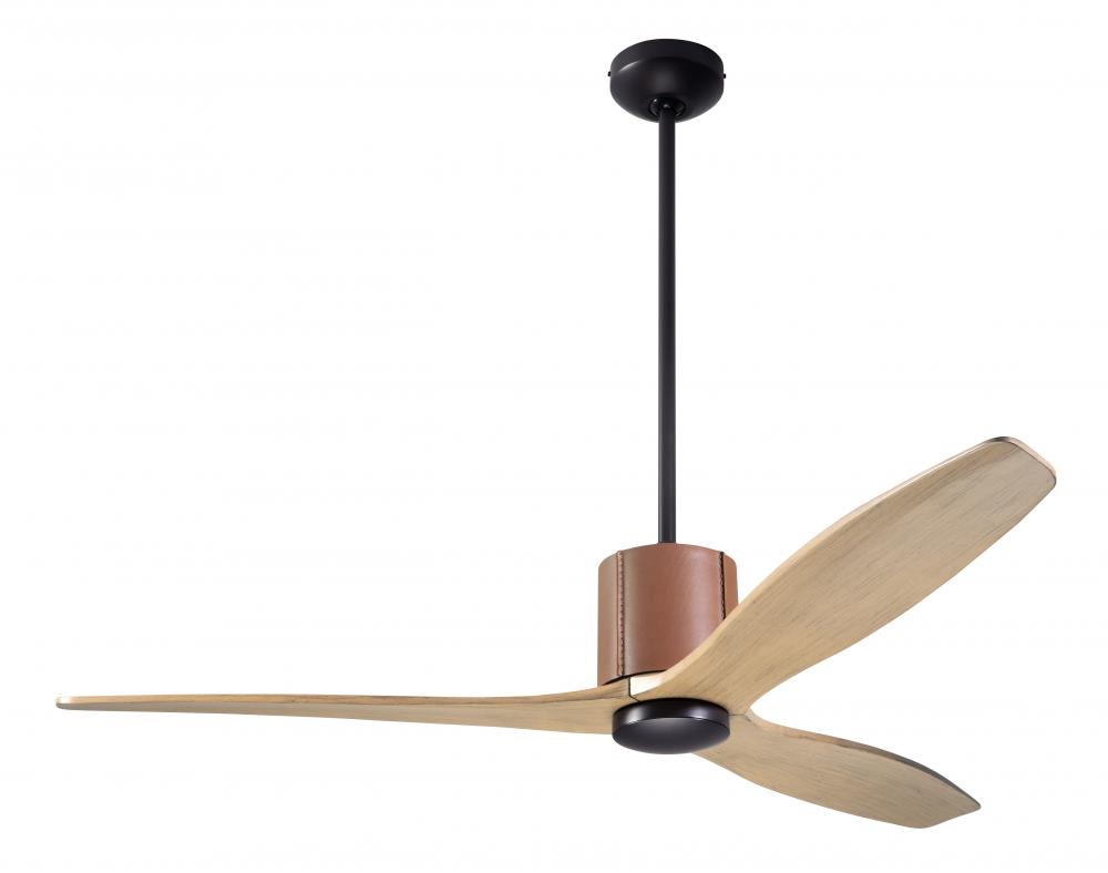 LeatherLuxe DC Fan; Dark Bronze Finish with Tan Leather; 54" Maple Blades; No Light; Wall/Remote