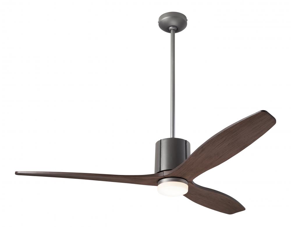 LeatherLuxe DC Fan; Graphite Finish with Gray Leather; 54" Mahogany Blades; 17W LED; Wall Contro