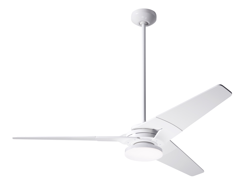 Torsion Fan; Gloss White Finish; 52" Black Blades; 20W LED; Fan Speed and Light Control (3-wire)