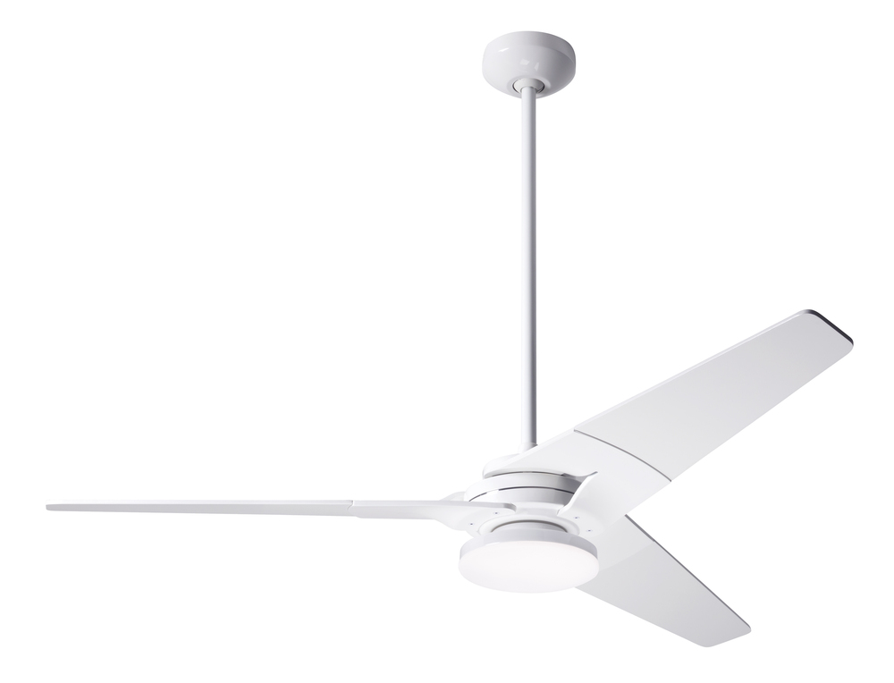 Torsion Fan; Gloss White Finish; 52" White Blades; 20W LED; Fan Speed and Light Control (3-wire)