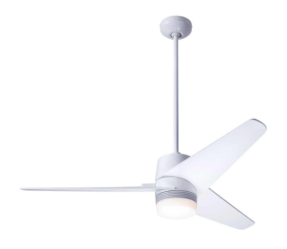 Velo DC Fan; Gloss White Finish; 48" Nickel Blades; 17W LED; Handheld Remote Control