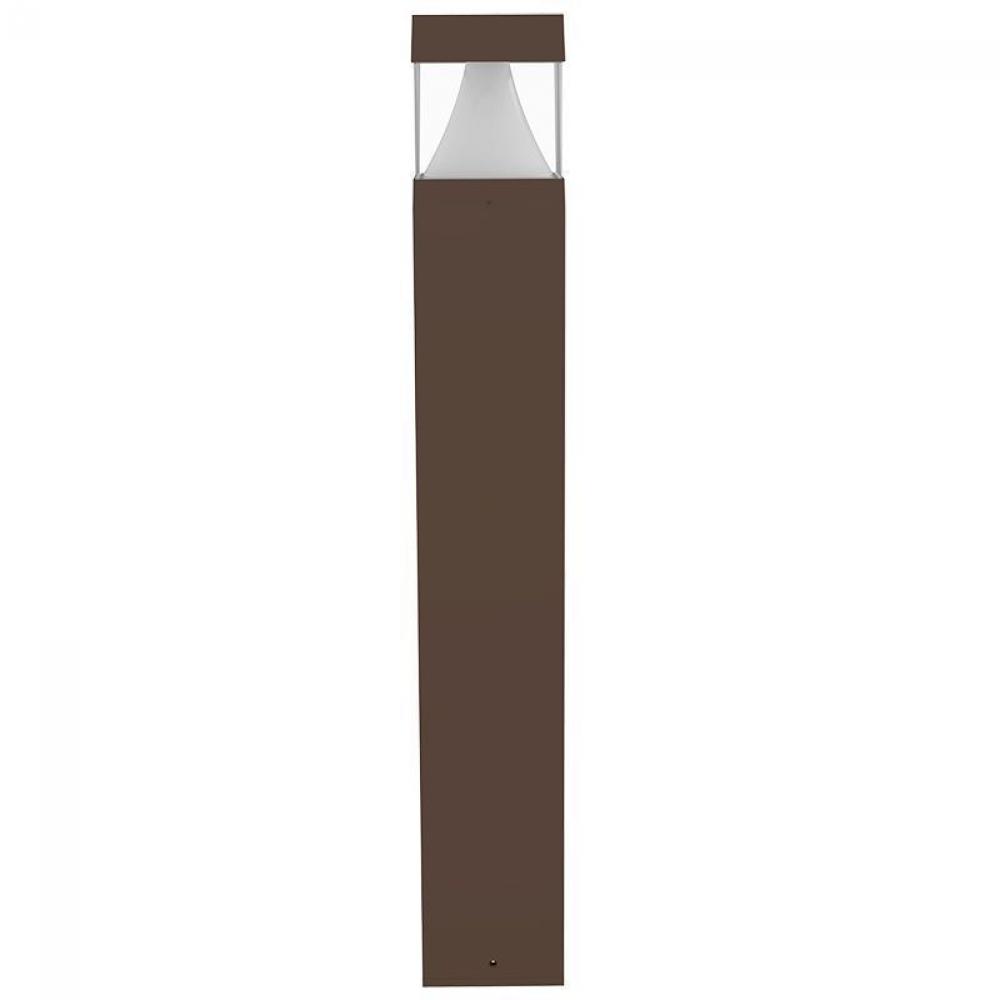 BOLLARD 42in SQUARE FLAT TOP LOUVER CLEAR LENS ADJ. 12-22W 30/40/50K, BRONZ
