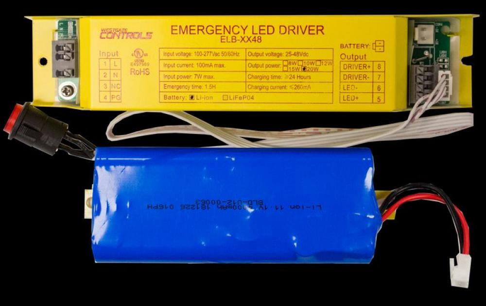 INTEGRATED 50-150VDC 20W Li-Ion EMERGENCY LED BACKUP FOR FIXTURES WITH EXTERNAL DRIVER, UL, CEC