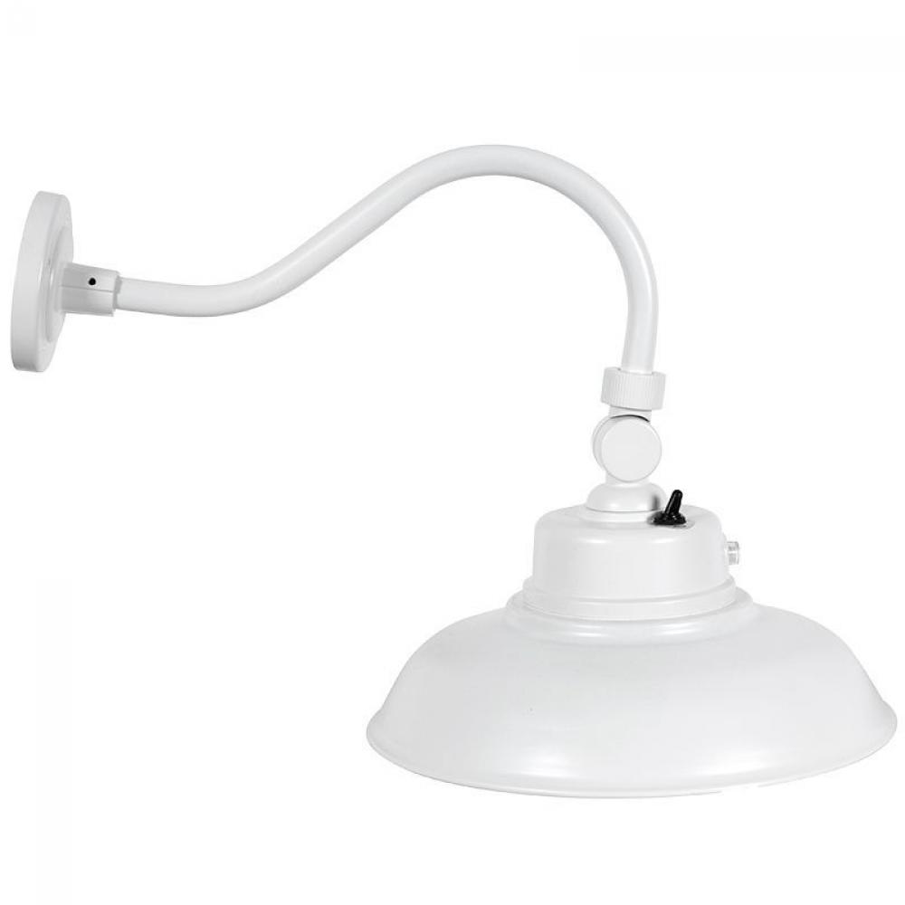 14in 40W GOOSENECK BARN LIGHT, MCT 30/40/50K, 0-10V, PHOTOCELL, WHITE