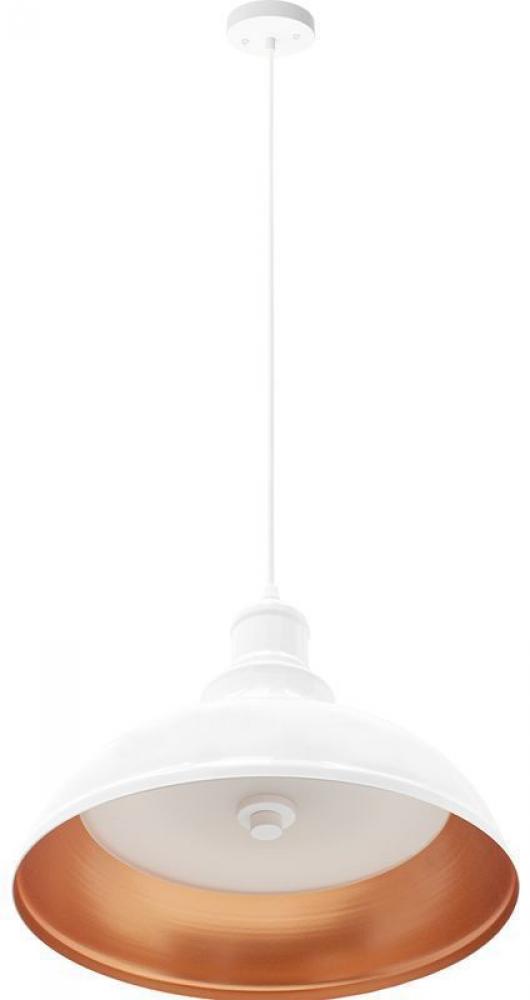 12in INTEGRATED LED VINTAGE PENDANT LIGHT 25W 1300LM C90 5CCT 27/30/35/40/50K, GLOSSY WHITE