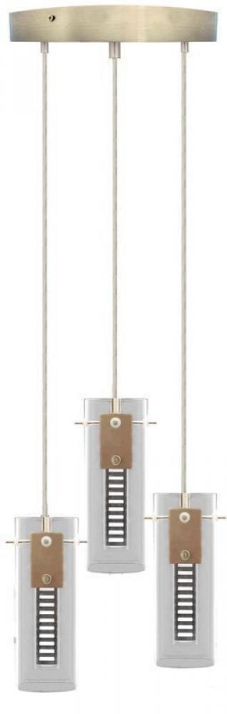 TRIPLE HOLOGRAM PENDANT INTEGRATED LED WITH FROSTED SQ GLASS SHADES, ROUND CONFIG