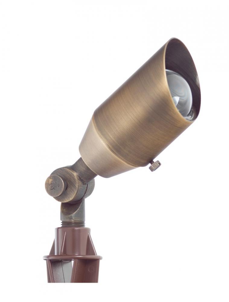 SOLID BRASS LANDSCAPE UPLIGHT 5W, 12V AC/DC, IP65, 300LM, 3000K, 90°~10°  ADJ, ANTIQUE BRONZE