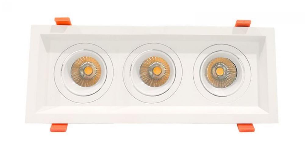 LED RECESSED LIGHT WITH 3 SLOT WHITE TRIM