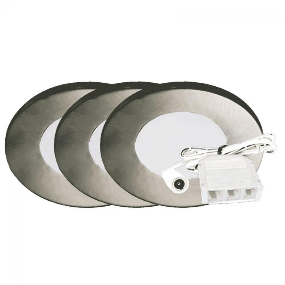 12V 3-PACK KIT SLIM PUCK LIGHT, ETL, 4000K, BRUSHED NICKEL