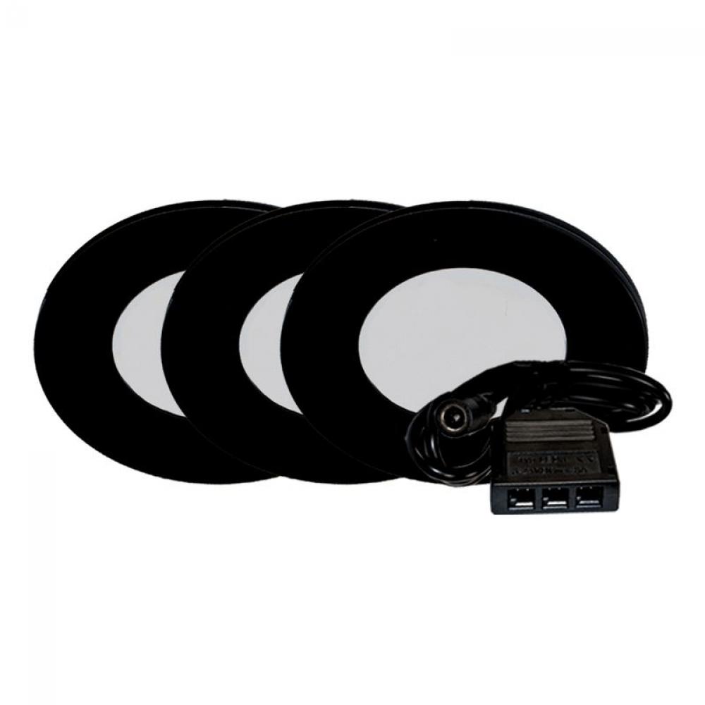 12V 3-PACK KIT SLIM PUCK LIGHT, ETL, 5000K, BLACK