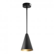 Westgate MFG C3 LCFS-MCT-BK - CONE PENDANT 7in DIA. 5FT ADJ. DOWNROD 120-277V 6/9/12W 30/40/50K BK WITH GOLD