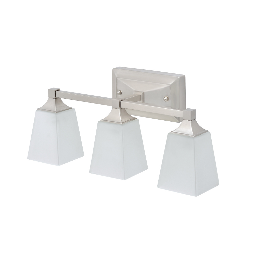 Lexi 3-Light Frosted Glass Shade Vanity, Brushed Nickel
