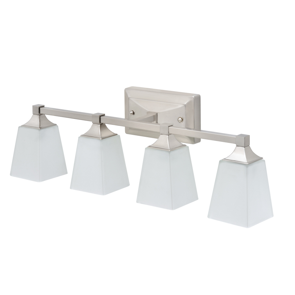 Lexi 4-Light Frosted Glass Shade Vanity, Brushed Nickel