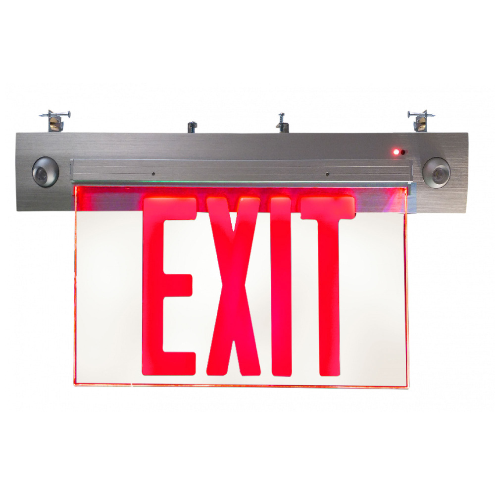 Albertson 17" Red LED Single Faceplate Recessed Edge-Lit Exit Emergency Combo Light