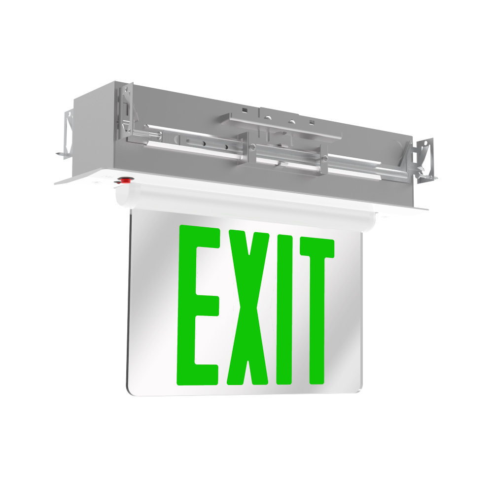 Hanover 14"Green LED Recessed Double-Face Exit Sign with White Housing