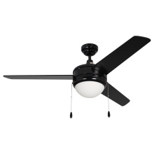RP Lighting Plus Fans 1079BK-BK-E26-L - Contempo 50" 3 Blade Indoor Ceiling Fan