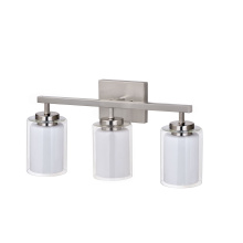 RP Lighting Plus Fans 4910BN-3 - Libby 3-Light Opal Glass with Clear Shade Vanity, Brushed Nickel