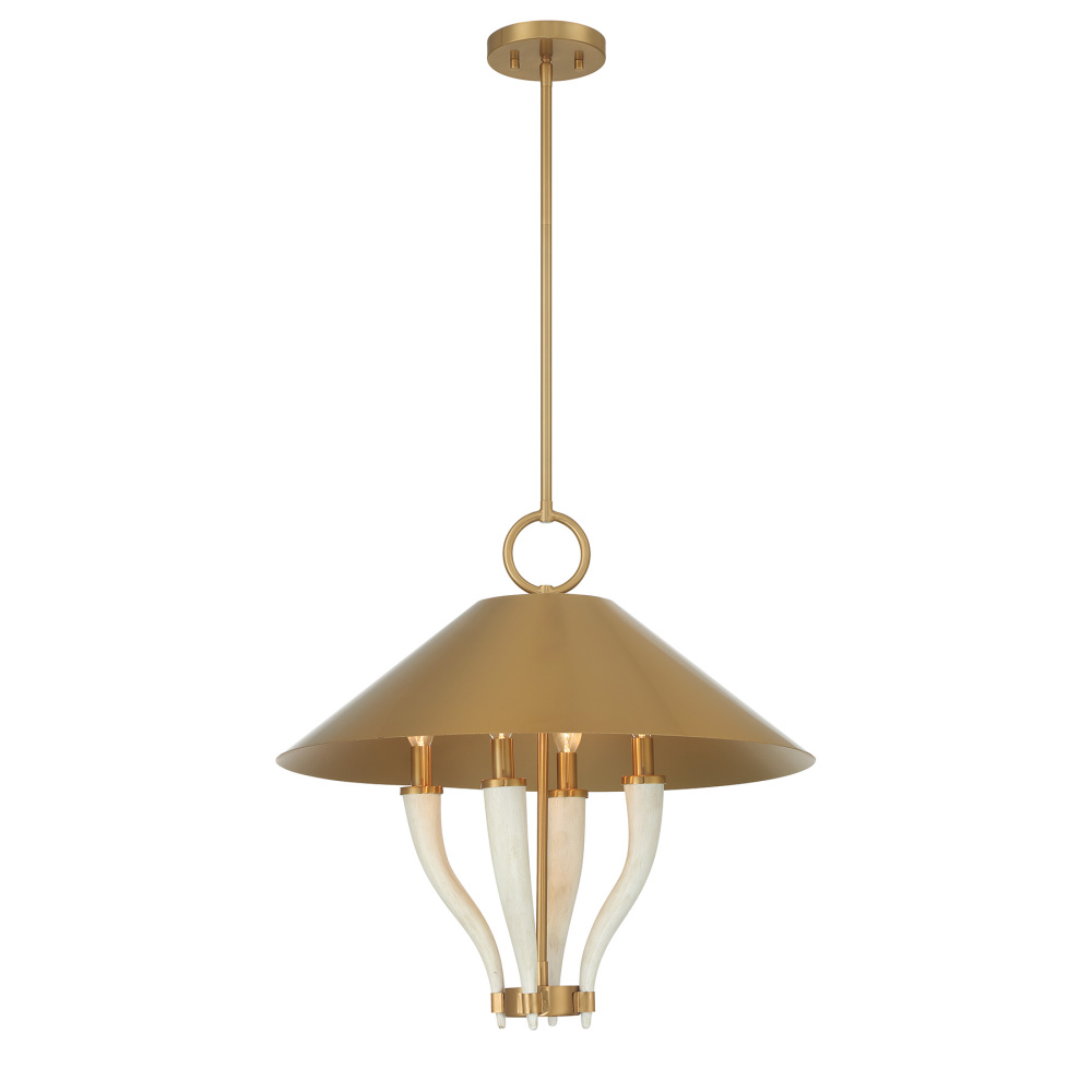 Hearne 4-Light Pendant in Warm Brass by Dann Foley