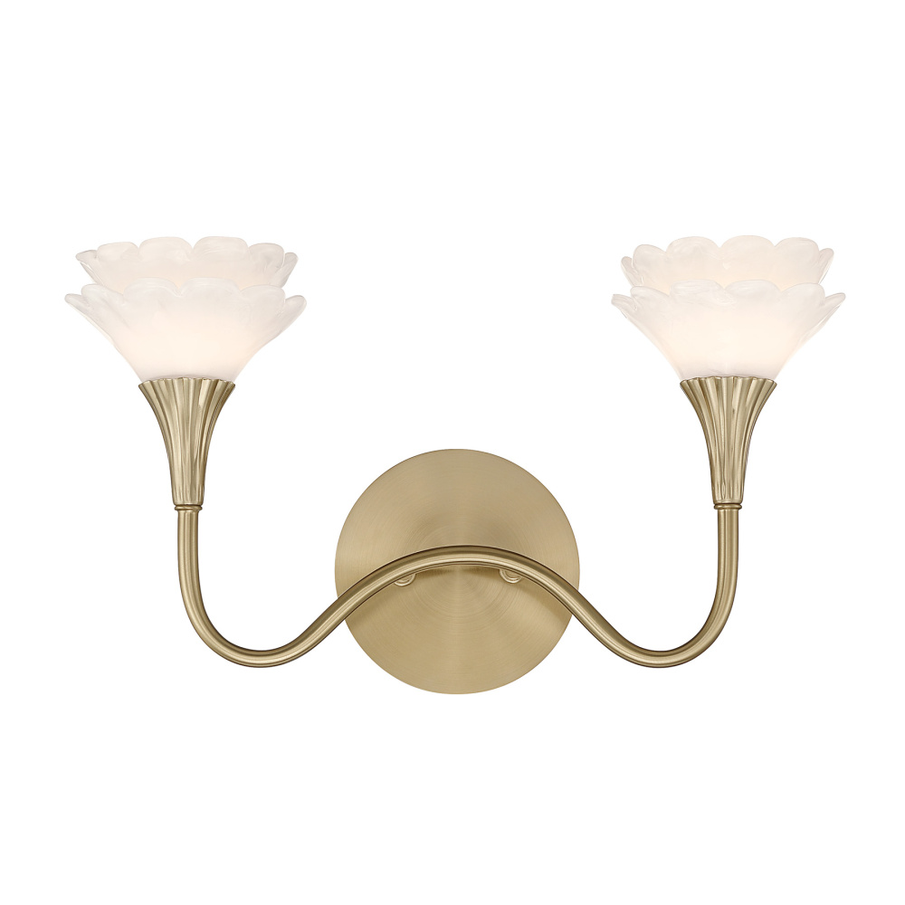 Florena 2-Light Bathroom Vanity Light in Noble Brass by Breegan Jane