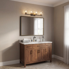 Savoy House 8-1720-4-143 - Sidney 4-Light Bathroom Vanity Light in Matte Black with Warm Brass Accents