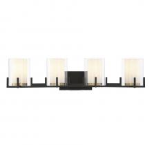 Savoy House 8-1977-4-143 - Eaton 4-Light Bathroom Vanity Light in Matte Black with Warm Brass Accents