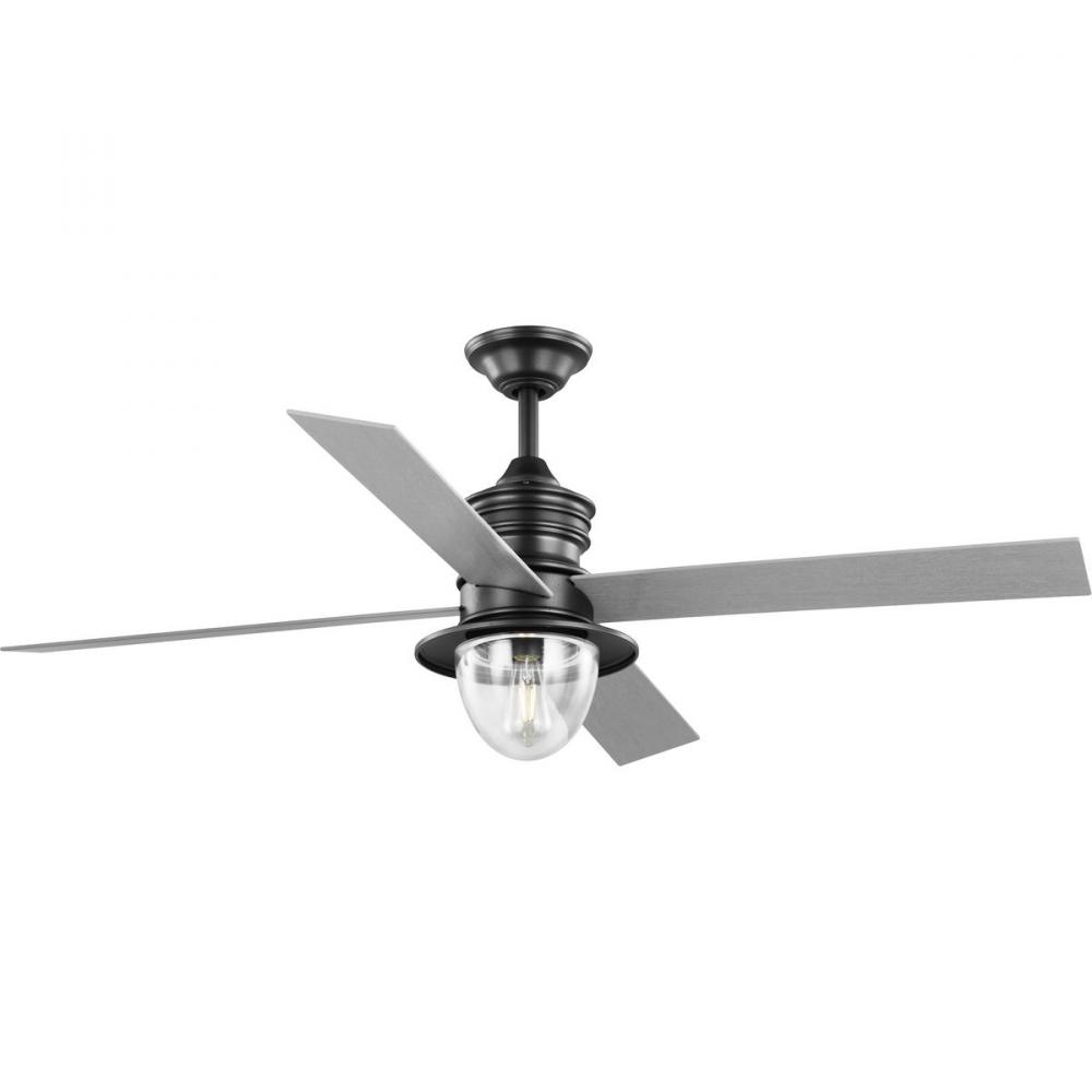Gillen 56" 4-Blade LED Indoor/Outdoor Blistered Iron Vintage Electric Ceiling Fan with Light Kit