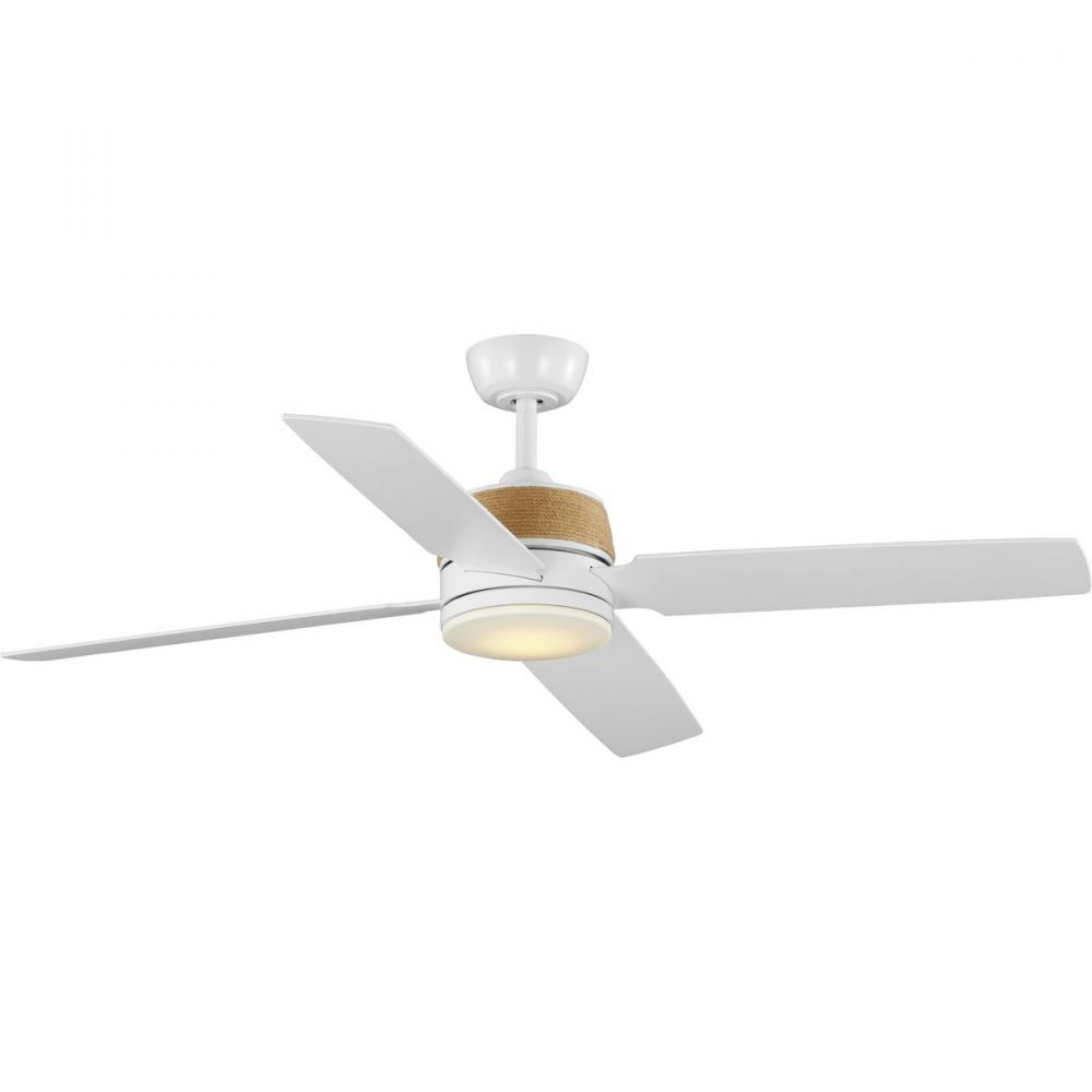 Schaffer II Collection 56 in. Four-Blade Modern Organic Ceiling Fan with Integrated LED Light