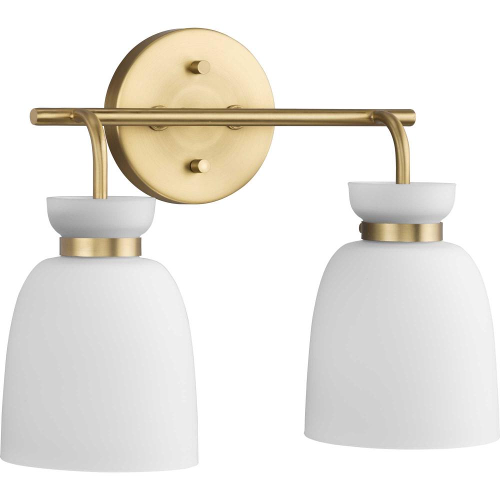 Lexie Collection Two-Light Brushed Gold Contemporary Vanity Light