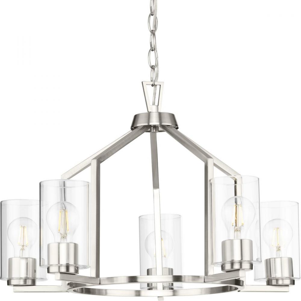 Goodwin Collection Five-Light Brushed Nickel Modern Farmhouse Chandelier