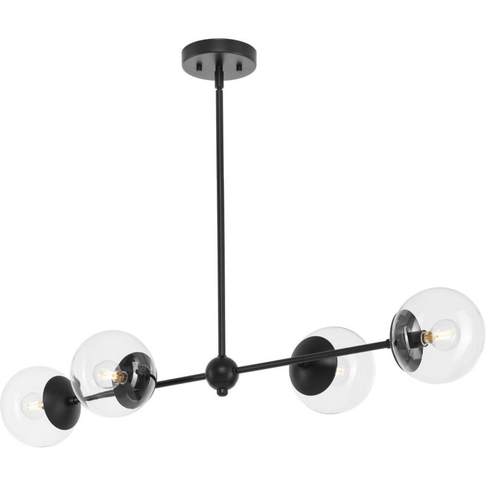 Atwell Collection Four-Light Matte Black Mid-Century Modern Island Light