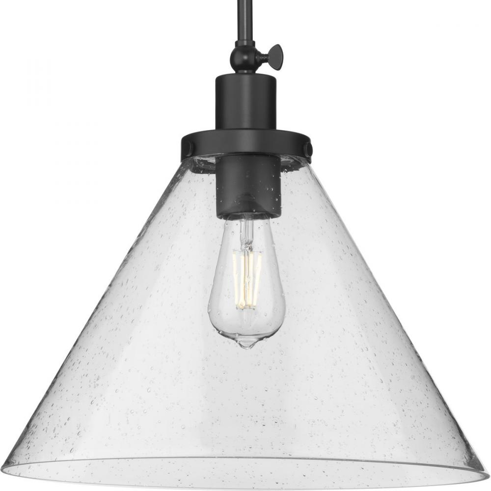 Hinton Collection One-Light Matte Black Modern Farmhouse Pendant