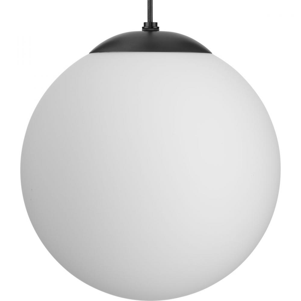 Atwell Collection Matte Black and Opal Glass Globe Large Hanging Pendant Light