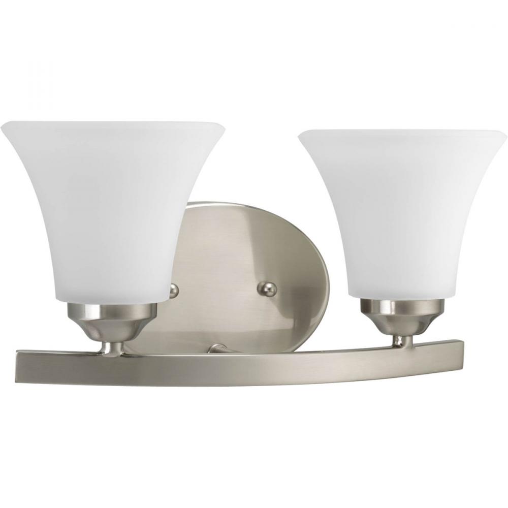 Adorn Collection Two-Light Brushed Nickel Etched Glass Traditional Bath Vanity Light