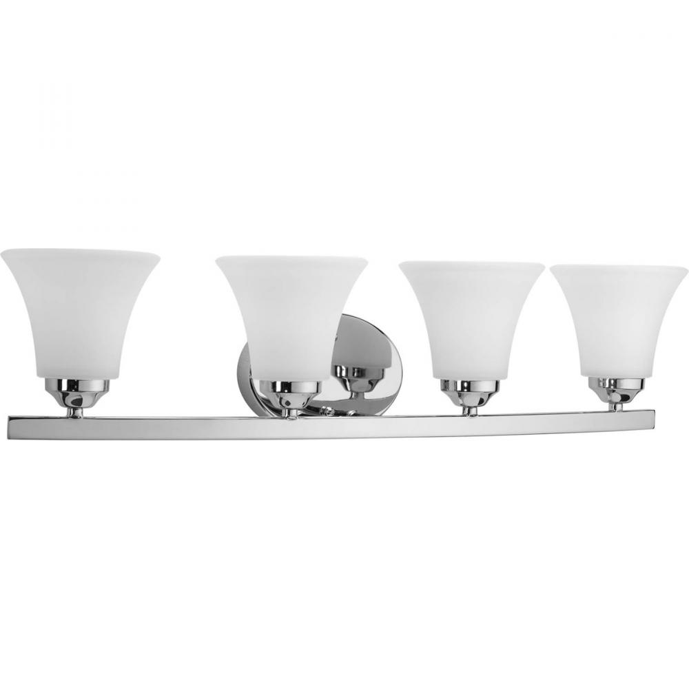 Adorn Collection Four-Light Polished Chrome Etched Glass Traditional Bath Vanity Light
