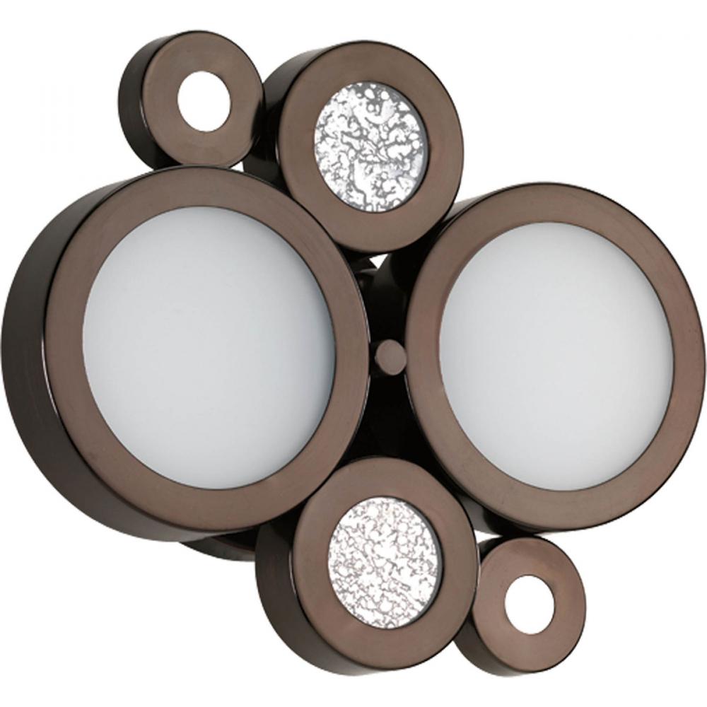 Two Light Venetian Bronze Etched White Glass Vanity