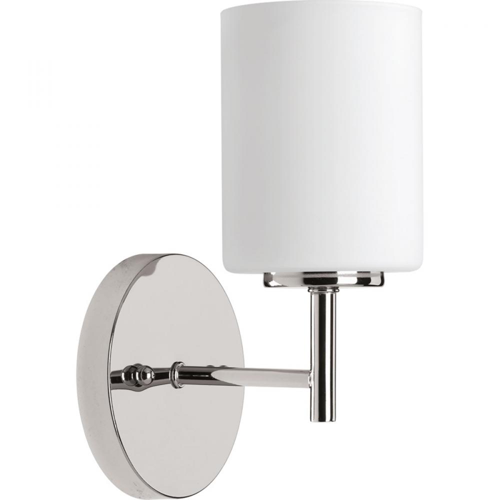 Replay Collection One-Light Polished Nickel Etched White Glass Glass Modern Bath Vanity Light