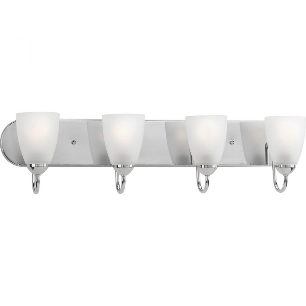 Gather Collection Four-Light Polished Chrome Etched Glass Traditional Bath Vanity Light