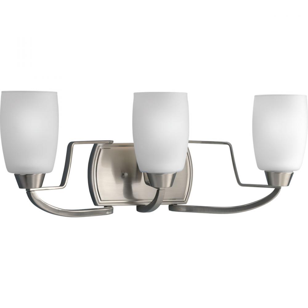Wisten Collection Three-Light Brushed Nickel Etched Glass Modern Bath Vanity Light