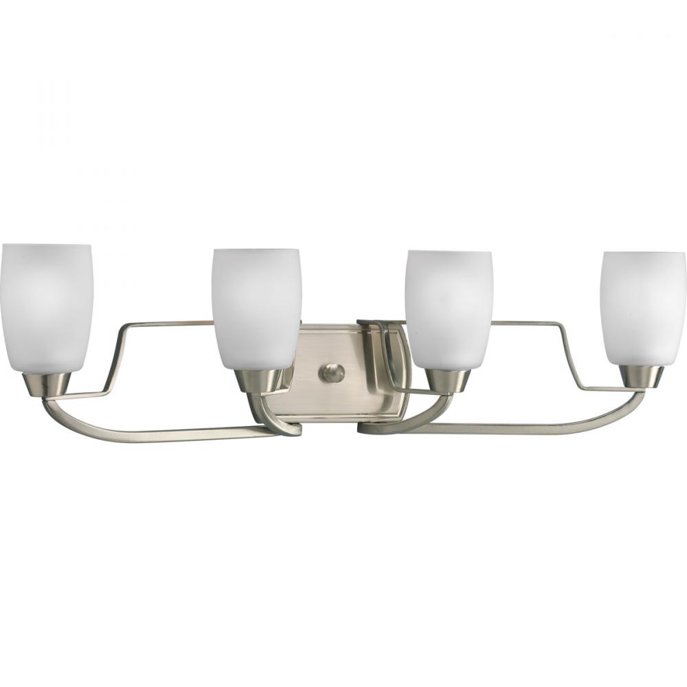 Wisten Collection Four-Light Brushed Nickel Etched Glass Modern Bath Vanity Light