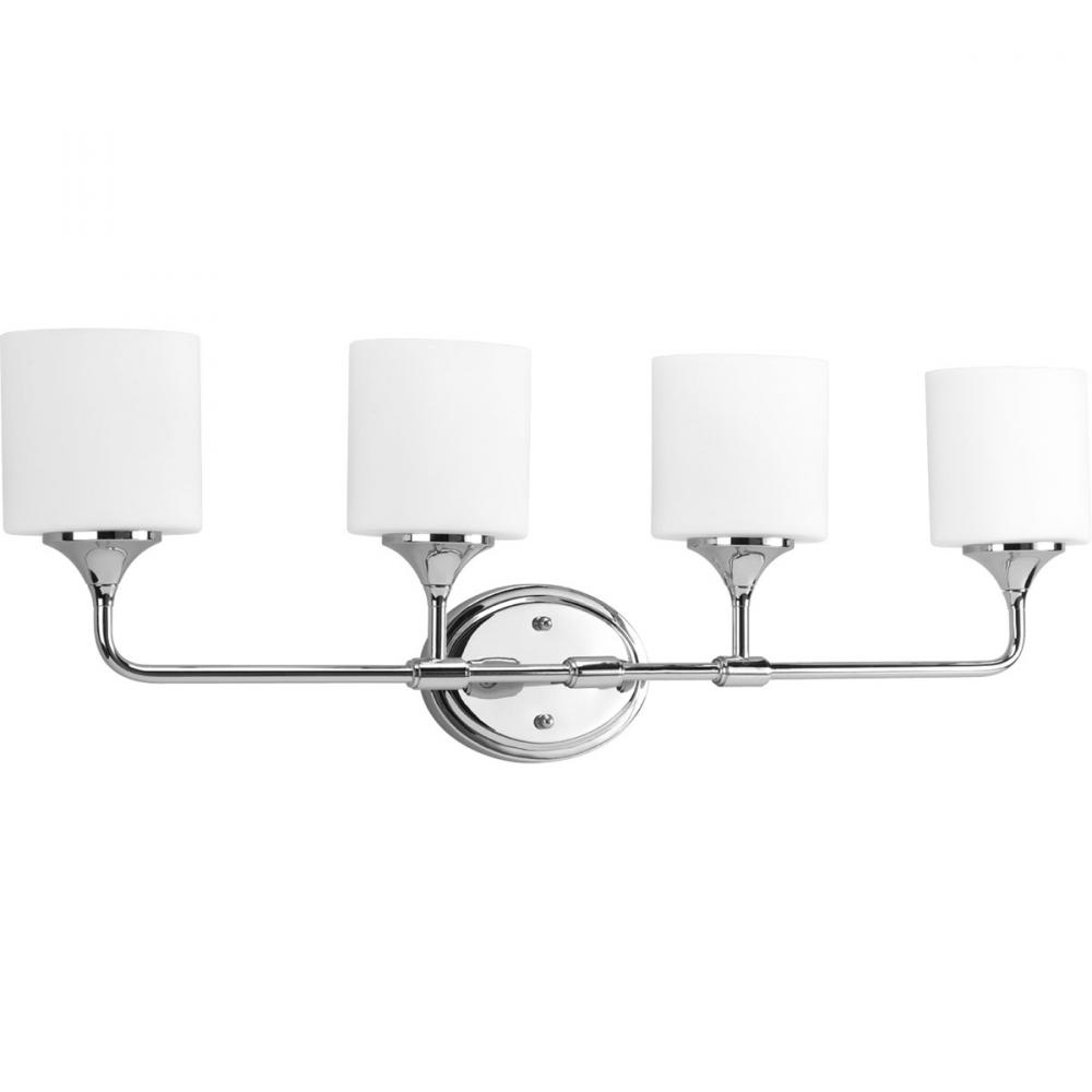 Lynzie Collection Four-Light Polished Chrome Etched Opal Glass Modern Bath Vanity Light